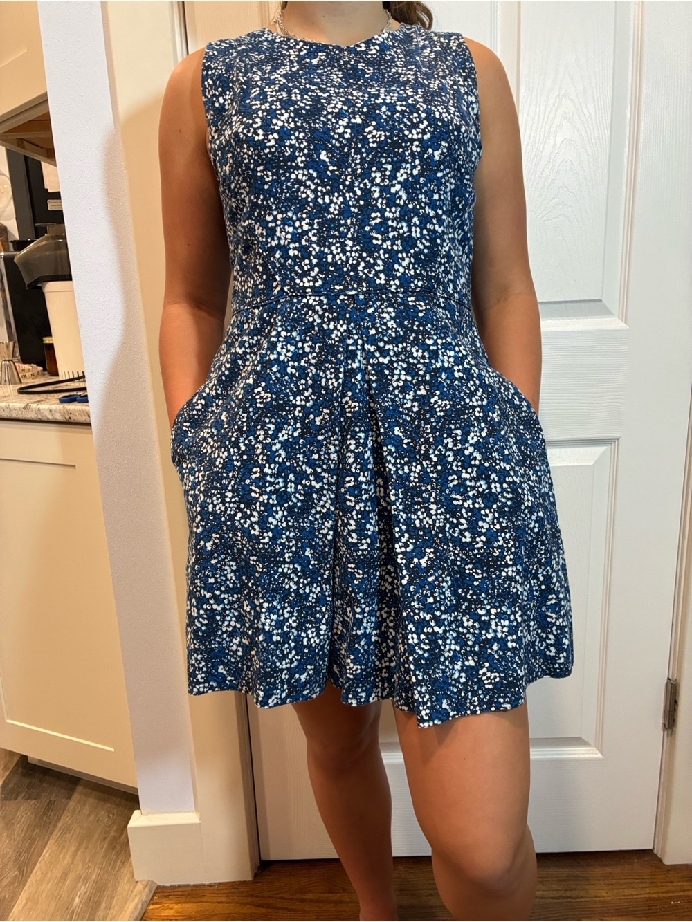 GAP Blue and White Floral Cotton  Sleeveless Mini Dress